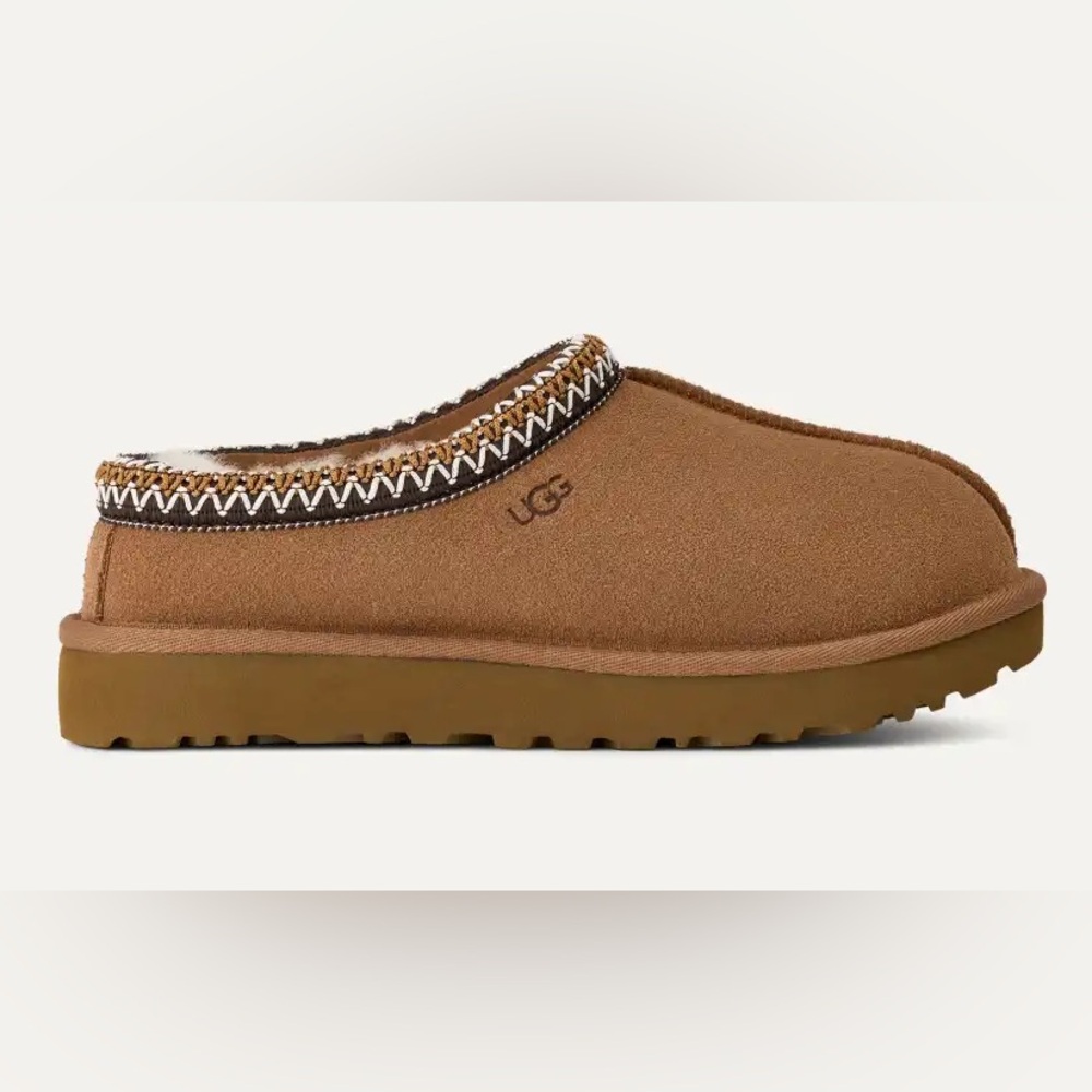 UGG Brown Mules with Patterned Trim
